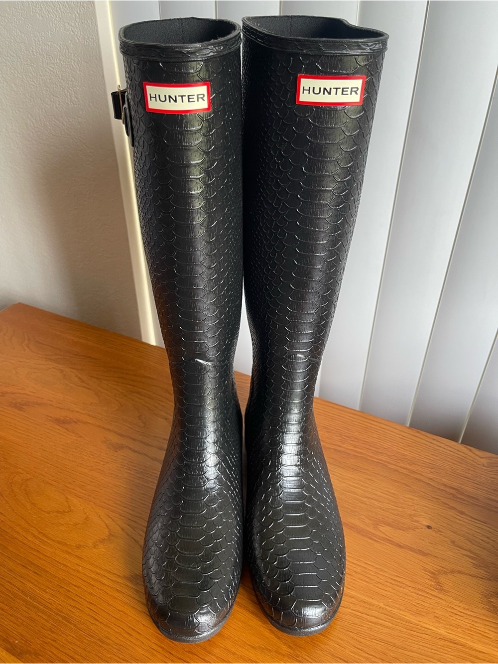 Hunter Women’s Original Refined Scale Texture Tall Boots Black Size 9 - Picture 10 of 16